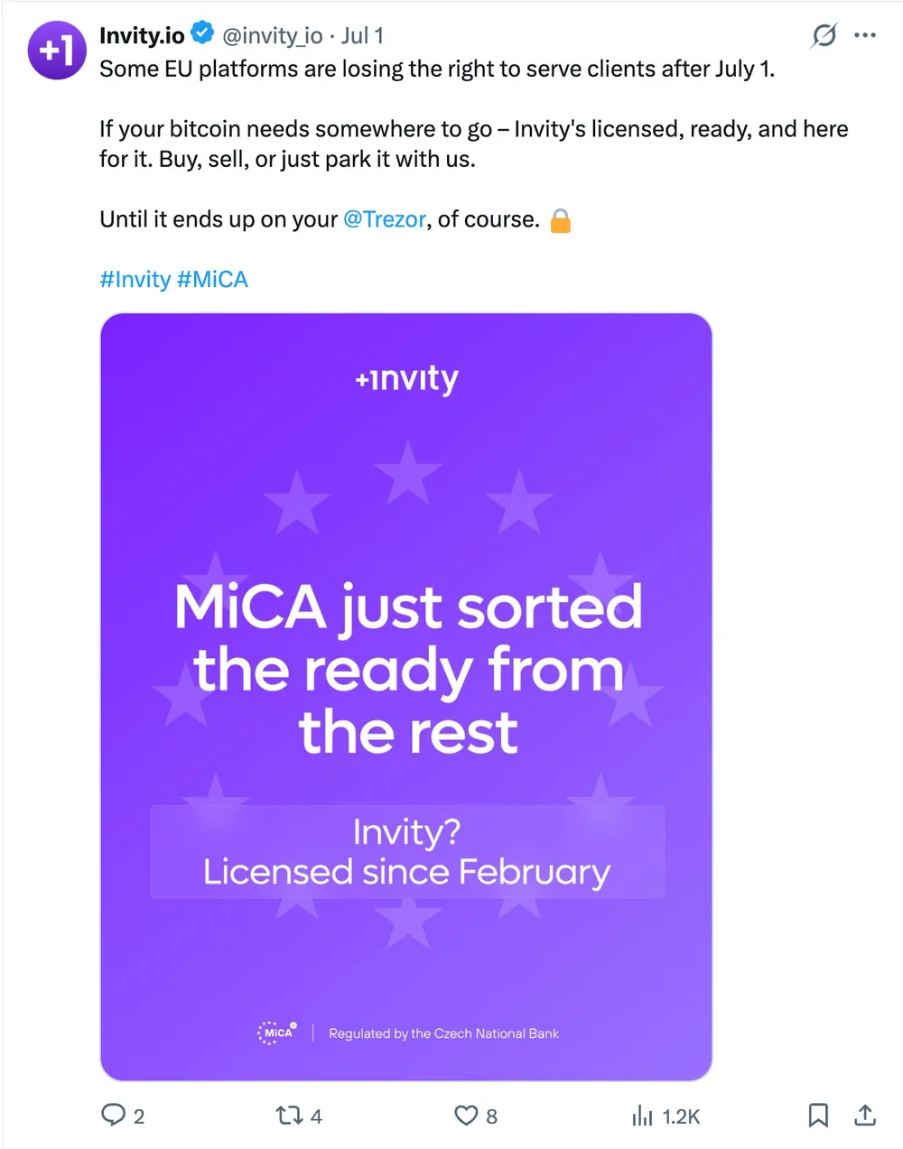 Invity on X: MiCA-licensed since February